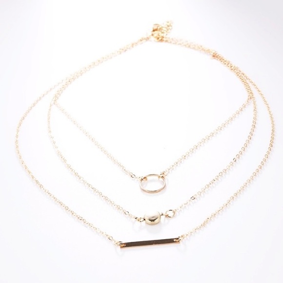 NEW!💙💎💛GOLDEN! MODERN LAYER BAR NECKLACE!💛💎💙 - Picture 2 of 8